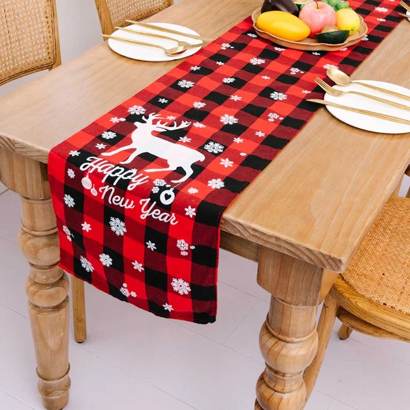 Red And Black Tartan Plaid Checkered Pattern Table Runner Placemat