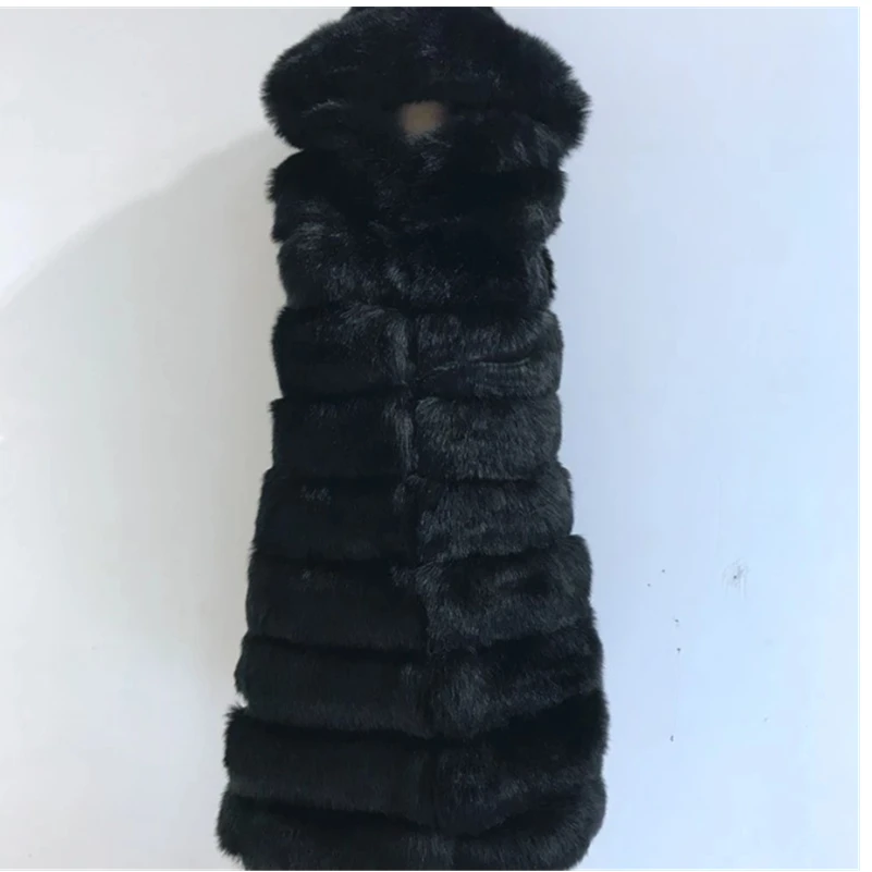 2020 женский зимний меховой жилет без рукавов пальто с капюшоном роскошный длинный