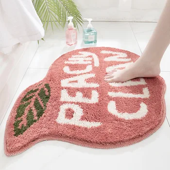 

Home Entrance Mat Yellow Red Flocking Fruit Peach Lemon Shape Bedroom Rug Bathroom Door Non-slip Foot Pad