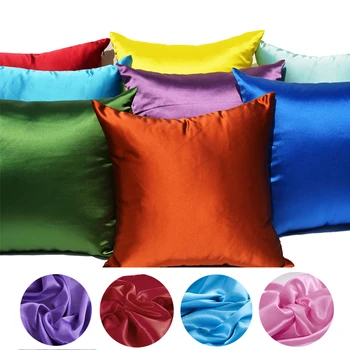

New Smooth Silk Satin Pillowcase 45cm Solid Color Cushion Cover Home Decor Pillowcase Sofa Cushion Case with Hidden Zipper