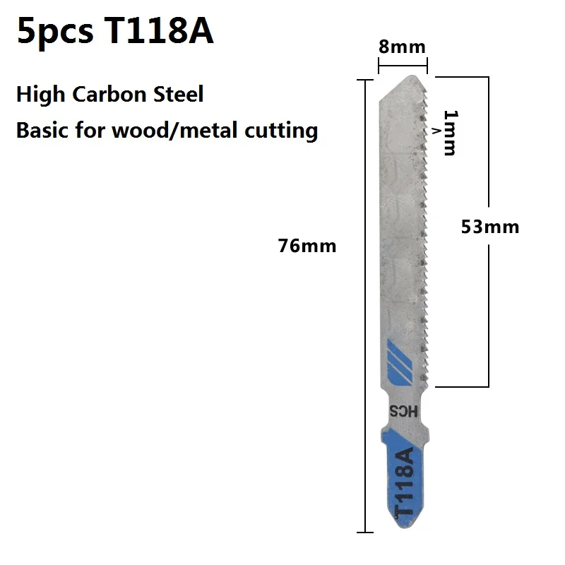 XCAN 5 шт. 76x1,2x50 мм HSS t-хвостовик лобзиковые лезвия набор для резки металла T118A