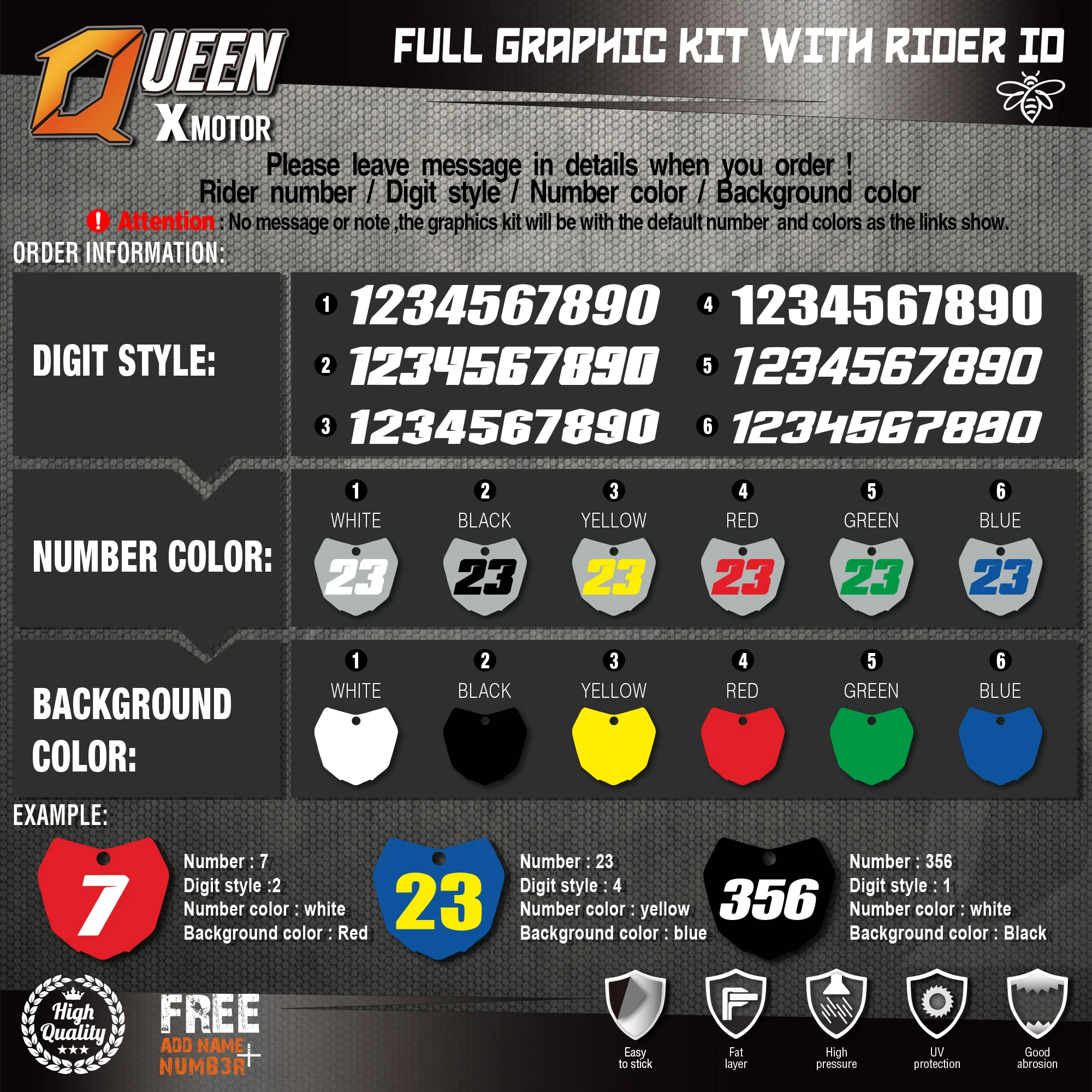 QUEEN X MOTOR Custom Team графические наклейки 3M Набор наклеек для KTM 2013 2014 2015 SX SXF 2016 EXC XC W