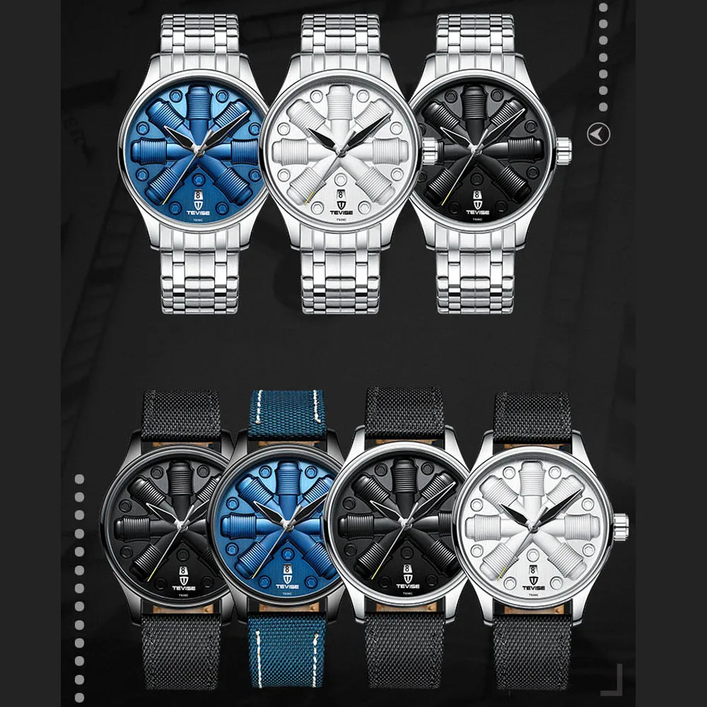 Новые мужские часы TEVISE, автоматические механические часы из нержавеющей стали, модные мужские часы с календарем, светящиеся деловые часы Mristwatch