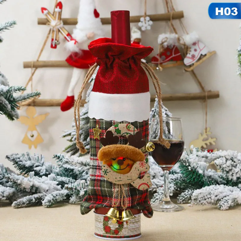 Santa Claus Luminous Wine Bottle Cover Merry Christmas Decorations For Home Christmas Ornament Gift New Year - Цвет: 9H03