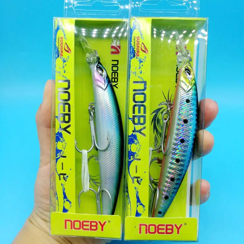 NOEBY 2 шт./лот, новинка, Тонущая блесна, приманка для рыбалки 19 г/110 мм, глубина 0,5-1,8 м, 3D глаза, рыболовные снасти, высокое качество, жесткие приманки - Цвет: 9495   101  113