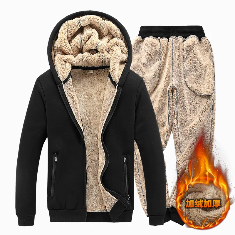 Get This Tracksuit Men Pant Sweatshirt Fleece Winter Casual Brand Warm Thick Cashmere Lamb NyoXBVewl