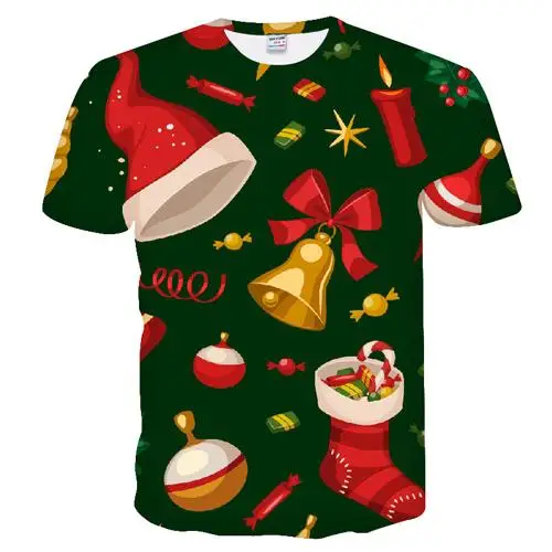 Забавная футболка s футболки с рождественским узором мужские рождественские футболки Повседневная футболка с Санта Клаусом вечерние футболки с 3d принтом снеговика с коротким рукавом - Цвет: TX-327