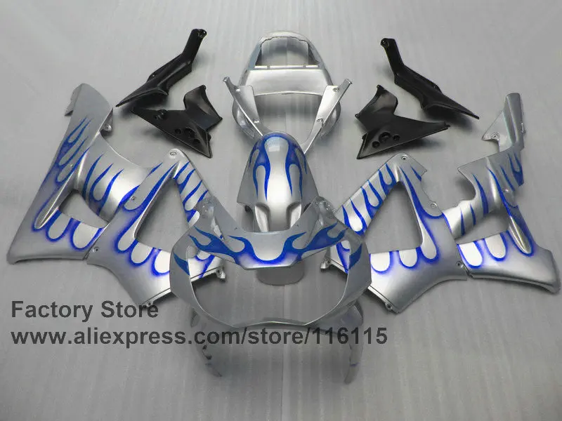 Обтекатель комплект для HONDA CBR 929 2000 2001 CBR900RR 00 01 CBR900RR голубое пламя в серебре Обтекатели для кузова части