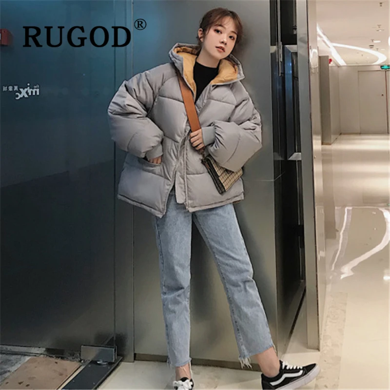 RUGOD Korean solid cotton women coat Fashion Plus Size Down Jacket Auturm winter Thicken Warm Cotton outwear parka overcoat