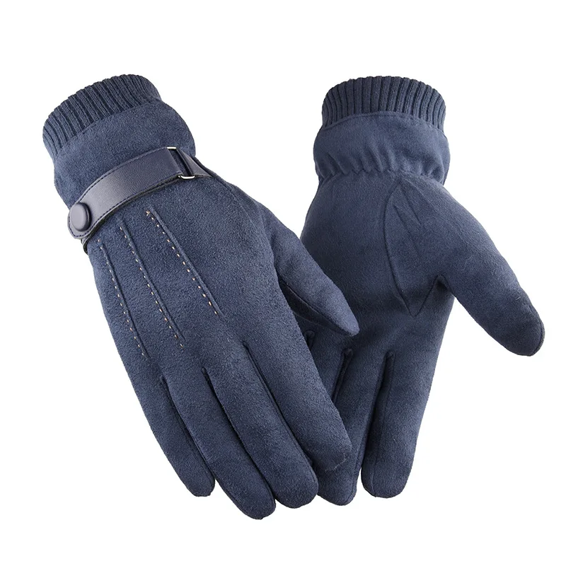 Navy Blue Новые Зимние перчатки для катания на лыжах с сенсорным экраном, спортивные теплые перчатки для мужчин и женщин, высокие эластичные замшевые перчатки для сноубординга, зимние варежки - Цвет: Navy Blue