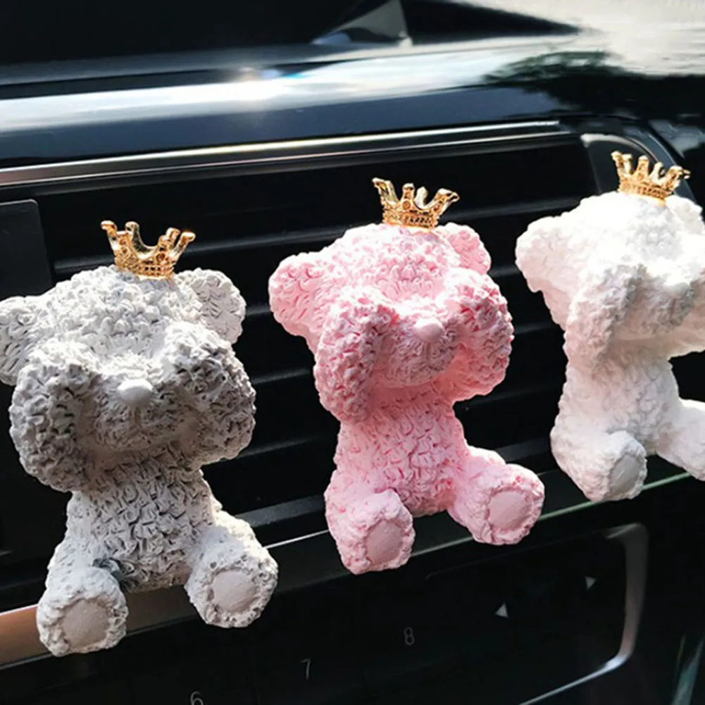 

Car Diffuser Vent Clip Handmade Crown Bear Shape Plaster Essential Oil Perfume Aroma Air Freshener Auto Decoration