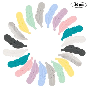 

20Pcs Silicone Feather Baby Molar Teether DIY Infant Teething Necklace Pendant Jewelry Nursing Toy Nipple Chain Accessories