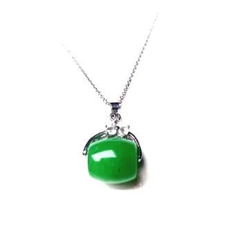 

Koraba 925 Silver Chain Natural Green Jade Simple Beads Round Pendant Necklace