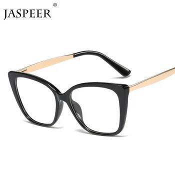 

JASPEER Glasses Frame Women Men New Flat Mirror Retro Cat Eye Female Glasses Eyewear Optical Computer Clear Eyeglasses Feminino