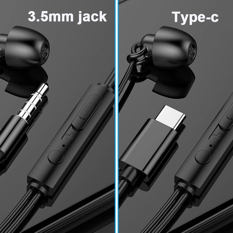 5pcs lot Sleep Earphone USB Type C 3 5mm Universal Stereo Bass Headphone with Mic Gaming Headset For Xiaomi iphone 4 5 6