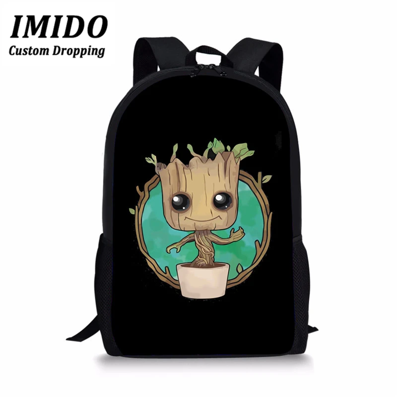 IMIDO школьная сумка с рисунком из мультфильма «I am Groot» для мальчиков-подростков, классная ортопедическая школьная сумка черного цвета, милые детские школьные сумки Mochilas - Цвет: WLL5798