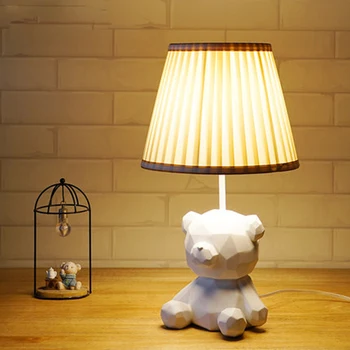 

Nordic style geometric bear children's room table lamp simple modern creative boy girl bedroom bedside cartoon table lamp