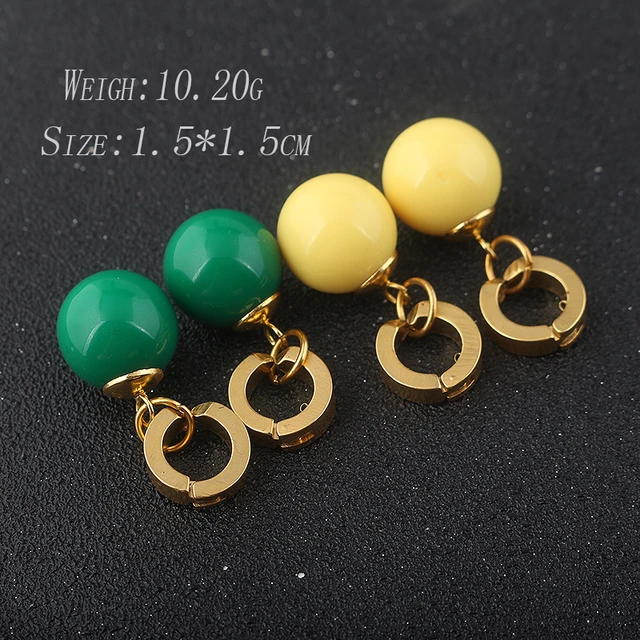 New Super Vegetto Potara Earrings Green And Yellow Bead Dangle Ear Clip for  Women Men Jewelry