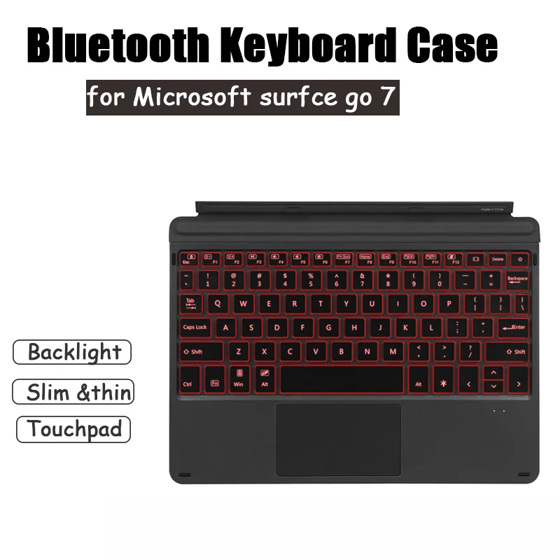 

[Slim ] Wireless bluetooth keyboard case for Microsoft surface go 7,Touchpad mouse +750 Rechargeable battery + 7 colors backlit