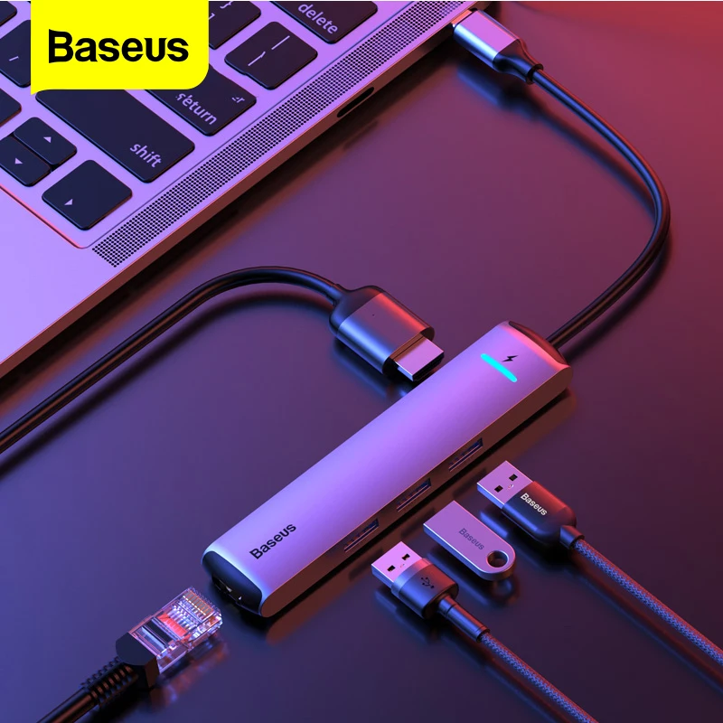 Baseus USB C концентратор типа к HDMI RJ45 Ethernet мульти порты 3 0 USB3.0 PD адаптер питания для