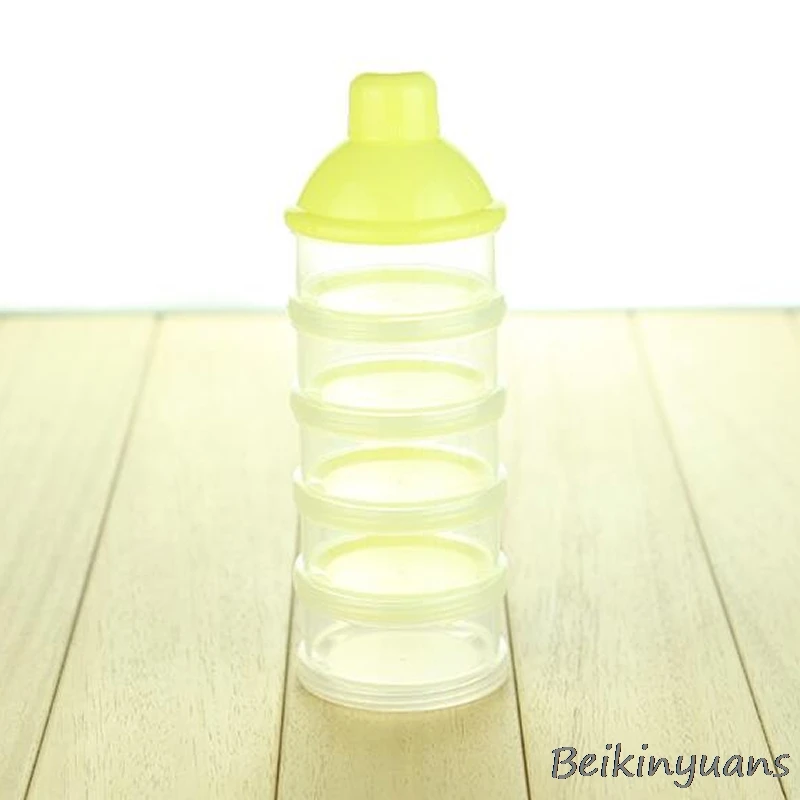 Yellow 5 layers Детская коробка для хранения еда, молоко, порошок, детское питание, добавка, контейнер для кормления, подходит для путешествий, портативная коробка для сухого молока - Цвет: Yellow 5 layers