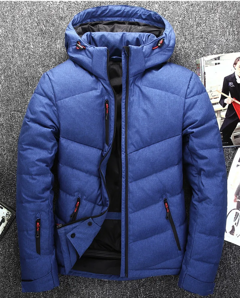 

High Quality Men's White Duck Down Jacket Hooded Winter Coat Warm Men Parka Padded Mens Jackets Casacos Masculino WXF372