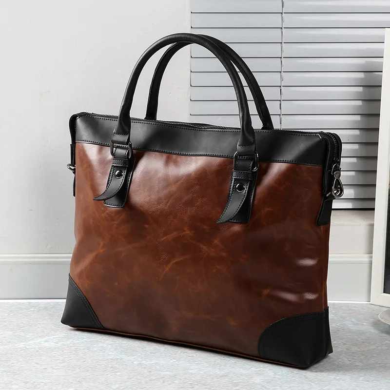 

New business casual men's bag personality handbag horizontal business briefcase