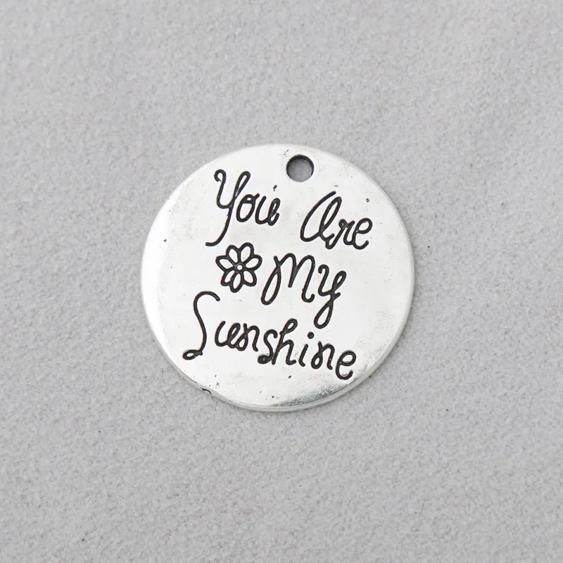 RAINXTAR модные круглые амулеты из сплава с надписью "You Are My Sunshine" 25 мм 50 шт. AAC512