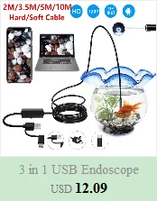 7 мм микро USB эндоскоп 2 м 5 м кабель Водонепроницаемый 6-Led бороскоп эндоскоп инспекционная трубка визуальный Камера