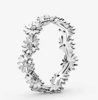 

Original 925 Sterling Silver Ring Sparkling Daisy Flower Crown Ring For Women Wedding Party Gift Fashion Jewelry