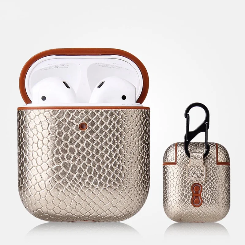 CEA6630GD VETOMEET роскошные змеиной кожи Bluetooth беспроводной Чехол для наушников для Apple Airpods зарядное устройство крышка Крюк дизайн ультра тонкий - Цвет: CEA6630GD