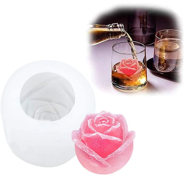 3d Silicone Rose Shape Ice Cubes Mold Ice Ball Mould For Cocktails