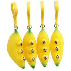 Porte clés banane mignon anti stress, décompression, jeu pop, Fidget, pour enfants, adultes, jouets sensoriels jaunes 