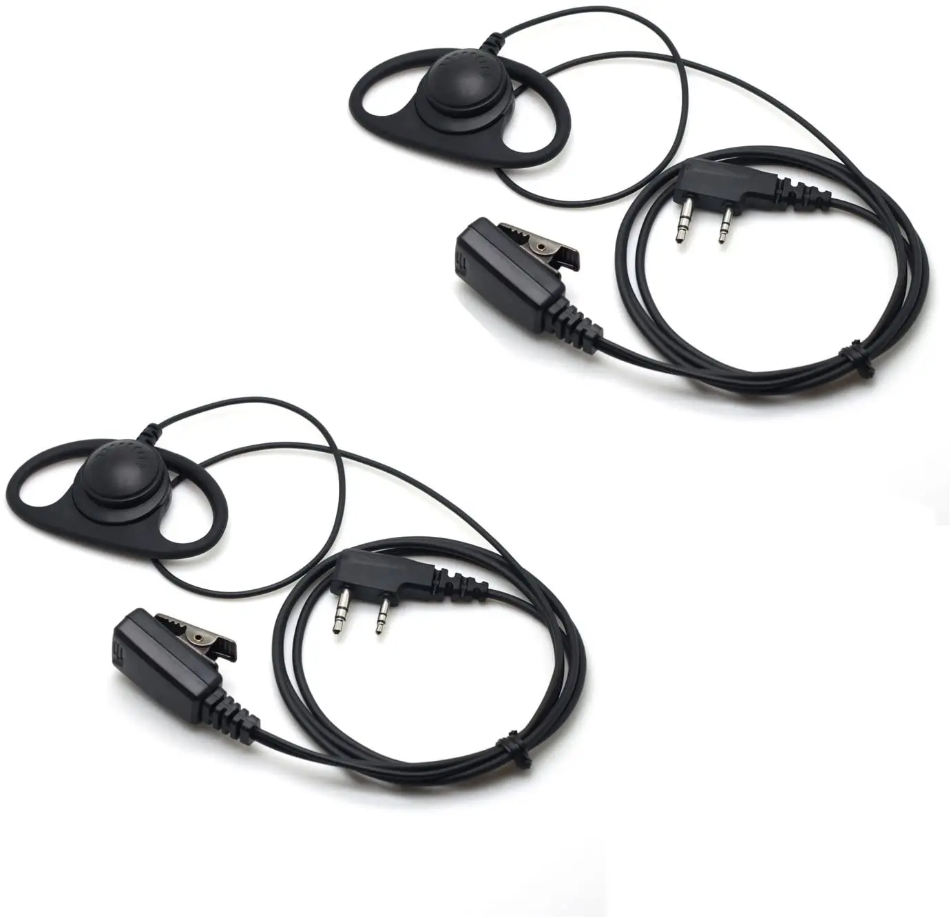 

D Shape Earpiece Headset for Kenwood, Baofeng, HYT 2 PIN Walkie Talkie Radio TK-250 LT-3288 PX-777 KG-689 Plus TG-UV2 (2 Packs)