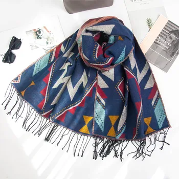 

Autumn and Winter New Euramerican Saussurea Scarf Simulated Cashmere and Thickened Christmas Tree Scarf Shawl