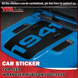 Autocollants en vinyle pour Jeep Wrangler JL Rubicon 1941, étiquette graphique à rayures avec lettres, pour capot, accessoires de voiture de 2007 à 2019 