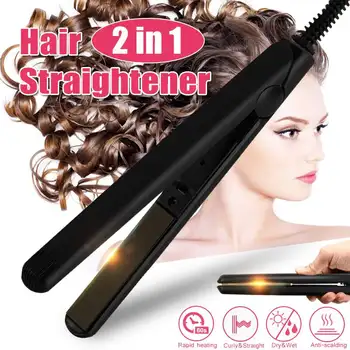 

2 In 1 Straightening Irons Dry Wet Dual Use 140 Degree Thermostat Fast Warm-up Flat Hair Straightener Hair Curler Curling Iron