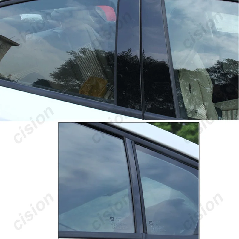 6Pcs Black Carbon Fiber Car Door Window Column BC Pillar Post Trim Mirror Effect PC Sticker For BMW 5 Series F10 Sedan 2011-Car Window Stickers