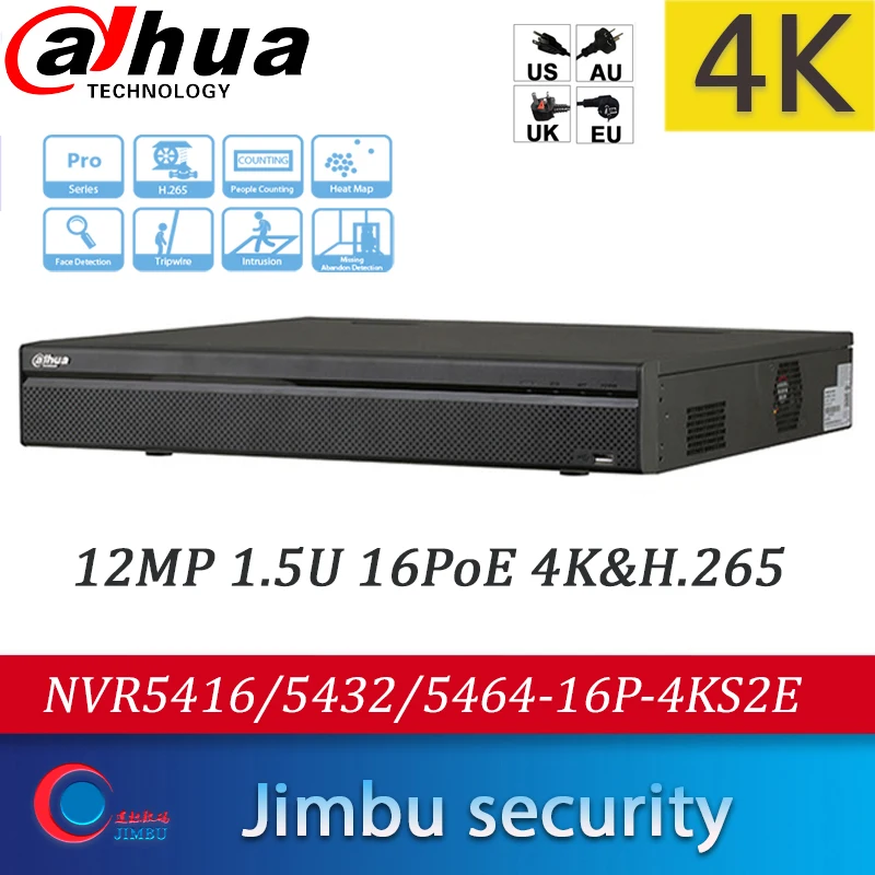 Рекордер Dahua 4K H.265 NVR 16CH 32CH 64CH NVR5416-16P-4KS2E NVR5432-16P-4KS2E 16PoE до 12MP Max 320Mbps | Безопасность и