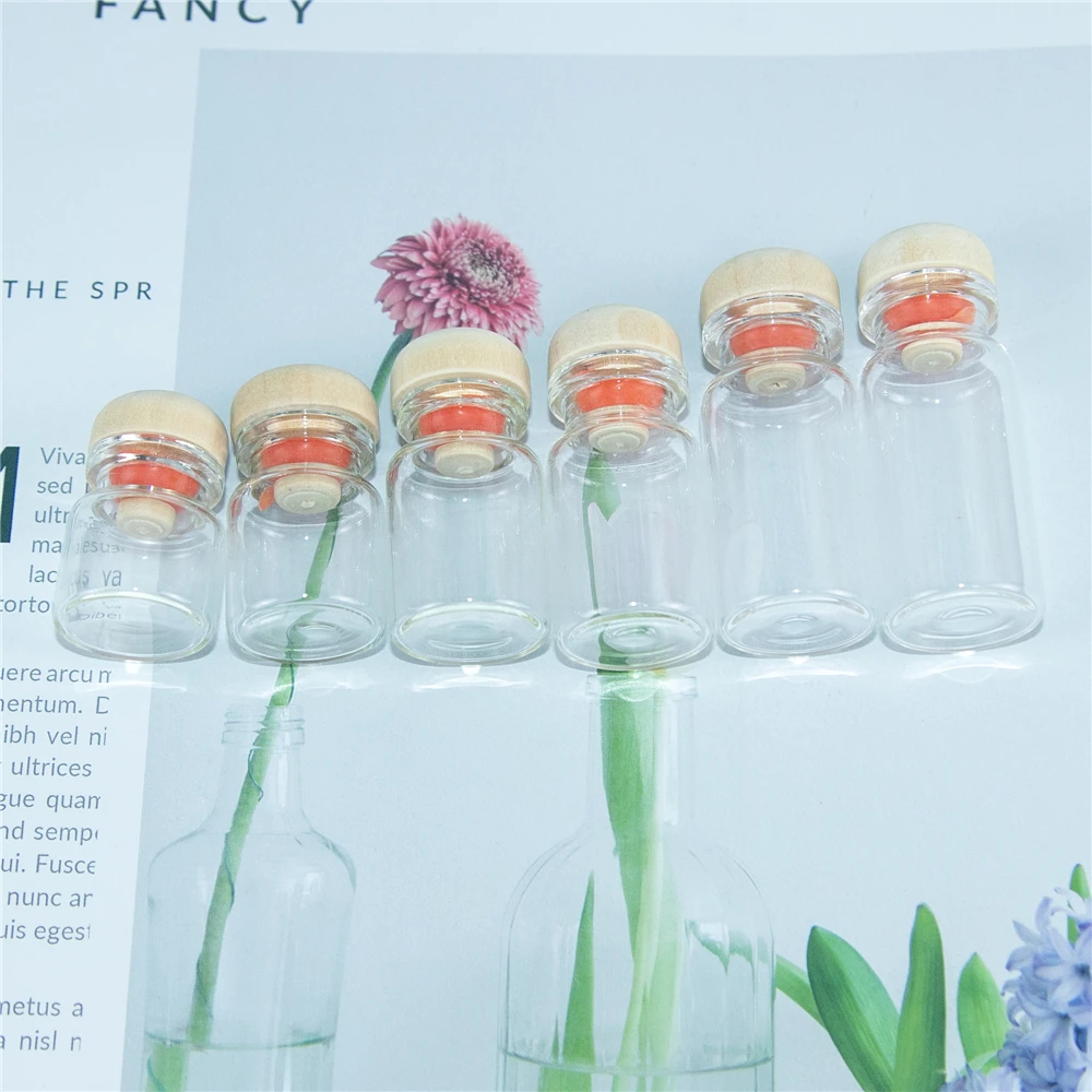 Mini Transparent Glass Bottles With Cork Wood Stopper Decoration Crafts Bottles Jars Vials Gift for Wedding 100pcs