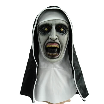 

Halloween Horror Nun Mask With Light Latex Mask Halloween Cosplay Dress Up Props For Ghost House Festival Party Supplies