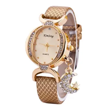 

Fashion Oval Women Bracelet Watches Especially Creative Delicate Design Temperament Leather Strap Quartz Wristwatch
