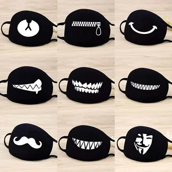 

Korean pop anime mask Winter Warm Mouth fabric Mask dust mask Cartoon Face dustproof cotton Anti reusable double mouth mask