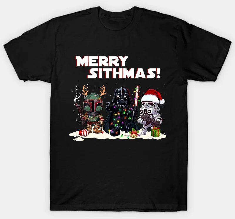 Футболка с надписью «Star Wars Merry Sithmas», Дартом Вейдером, рождественским праздником, хороший подарок - Цвет: men black