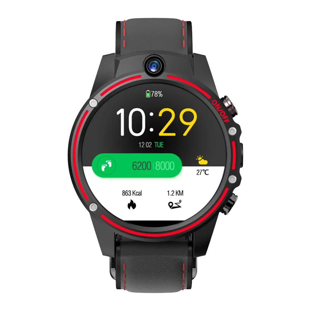 Умные часы KOSPET Vision спортивные часы 1,6 дюймов 4G 3+ 32GB Смарт-часы GPS Двойная камера часы с сим-картой Бизнес Мужчины pk hope brave - Цвет: black red
