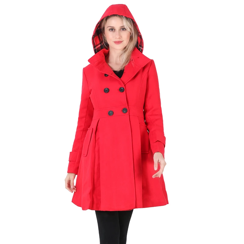 

Bellflower 2019 autumn and winter coat women double breasted swing velvet overcoat Girls woolen pockets long coats high quality