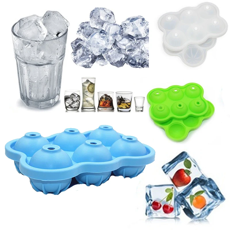 Сферический силиконовый форма для льда 6-луночное круглая формочка для мороженого льда лоток Круглый обновлено