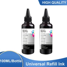 Kit de recharge d'encre pour imprimante à jet d'encre, 2x100ml, 2bk, universel, pour Epson, Canon, Brother, 2x100ml