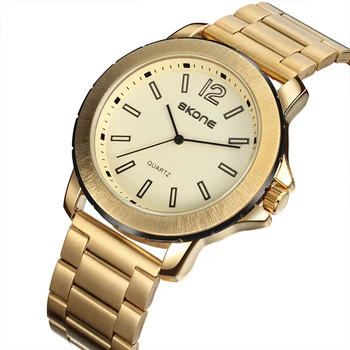 

Skone Men Watch Quartz Stainless Steel Classic Casual Male Wristwatches Clock Fashion Black Gold Top Luxury relogio masculino