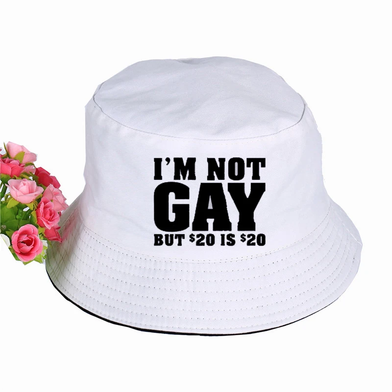 Я не гей, но 20 баксов 20 баксов смешные шляпы ведра Лето поп женщины мужчины Рыбацкая шляпа Открытый солнцезащитная Кепка Рыбалка шляпа